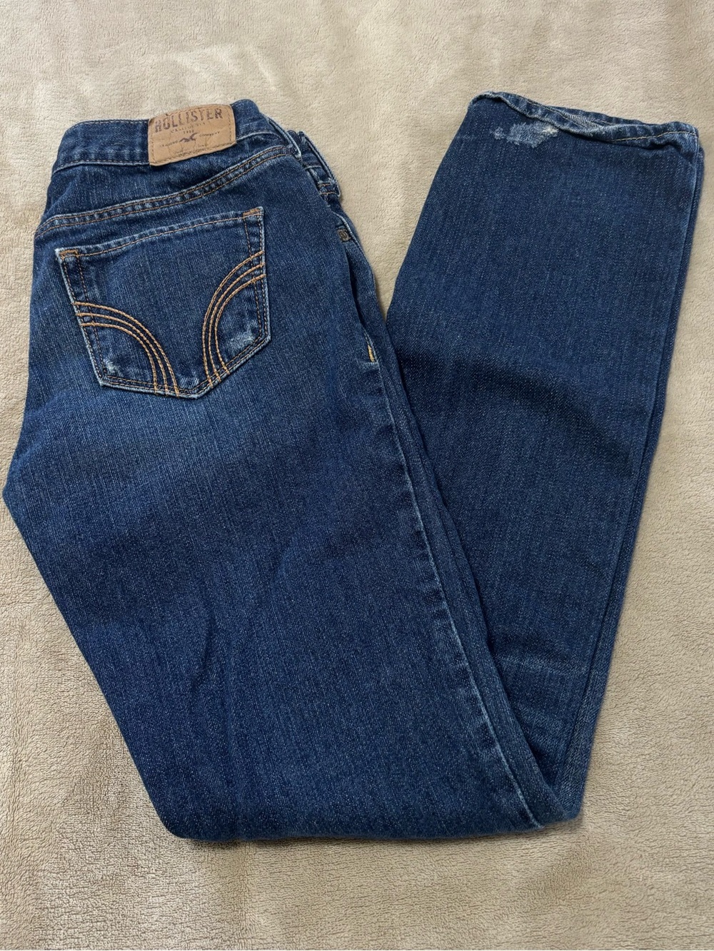 Hollister Distressed‎ Dark Indigo Straight Jeans